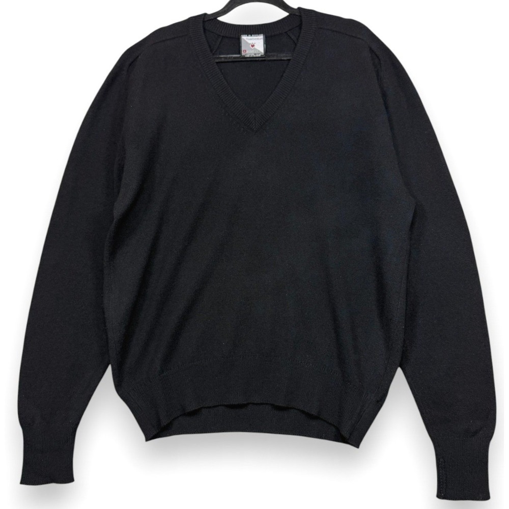 Nordstrom Clan Douglas Sweater Mens 2XL Black 100% Cashmere V Neck Scotland Made